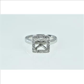 Platinum 7.85mm Princess Diamond Halo Setting Ring, Size 5.75