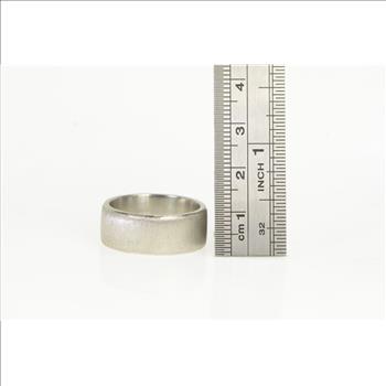 Platinum 9.3mm Men's Textured Wedding Band Ring, Size 10.75