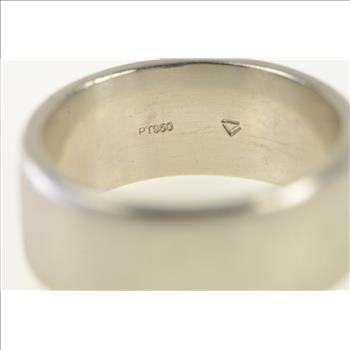 Platinum 9.3mm Men's Textured Wedding Band Ring, Size 10.75