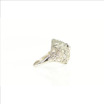 Platinum Art Deco 0.90 Ctw OEC Diamond Filigree Ring, Size 6