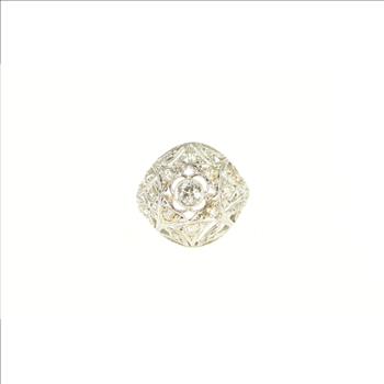 Platinum Art Deco 0.90 Ctw OEC Diamond Filigree Ring, Size 6