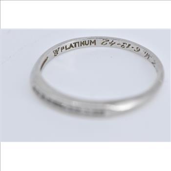 Platinum Art Deco Diamond WWII Era Wedding Band Ring, Size 5.5