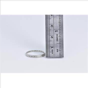 Platinum Art Deco Diamond WWII Era Wedding Band Ring, Size 5.5