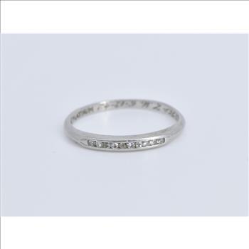 Platinum Art Deco Diamond WWII Era Wedding Band Ring, Size 5.5