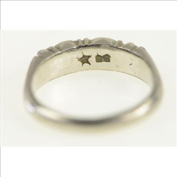 Platinum Art Deco Orange Blossom Wedding Band Ring, Size 4