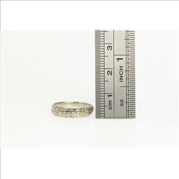 Platinum Art Deco Orange Blossom Wedding Band Ring, Size 4