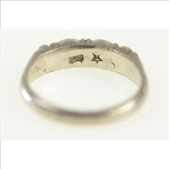 Platinum Art Deco Orange Blossom Wedding Band Ring, Size 4.25