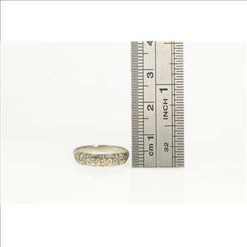 Platinum Art Deco Orange Blossom Wedding Band Ring, Size 4.25