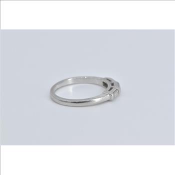 Platinum Baguette Natural Diamond Vintage Wedding Band Ring, Size 6
