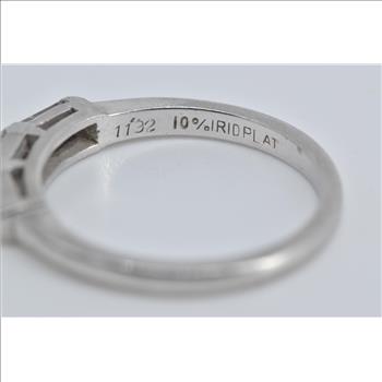 Platinum Baguette Natural Diamond Vintage Wedding Band Ring, Size 6