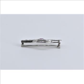 Platinum Garnet 0.70 Ctw Rose Natural Diamond Filigree Pin/Brooch