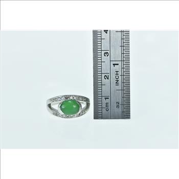 Platinum Jade Diamond Ornate Vintage Statement Ring, Size 5.25