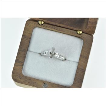 Platinum Marquise Diamond Engagement 8.5x4.5mm Setting Ring, Size 5.5