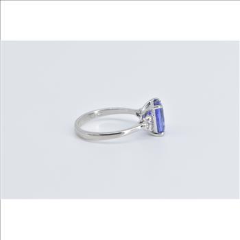 Platinum Oval Cushion Tanzanite Diamond Statement Ring, Size 7