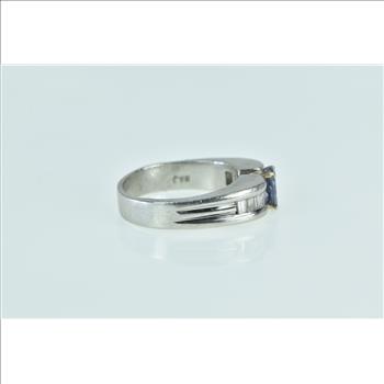 Platinum Oval Tanzanite Baguette Diamond Engagement Ring, Size 7.75