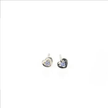 Platinum Tanzanite Inset Heart Classic Stud Earrings
