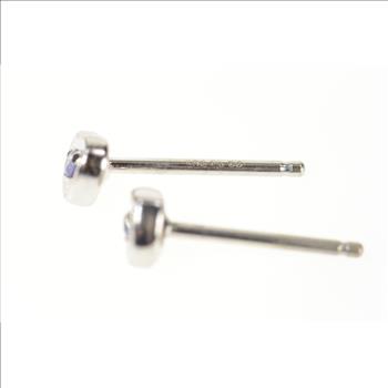 Platinum Tanzanite Inset Heart Classic Stud Earrings