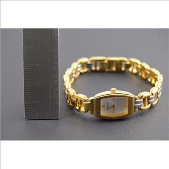 Pulsar Gold Plated Stainless Steel Rounded Rectangular 15x10.8mm Face Vintage Ladies Watch
