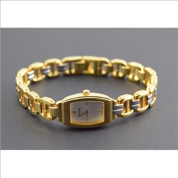 Pulsar Gold Plated Stainless Steel Rounded Rectangular 15x10.8mm Face Vintage Ladies Watch