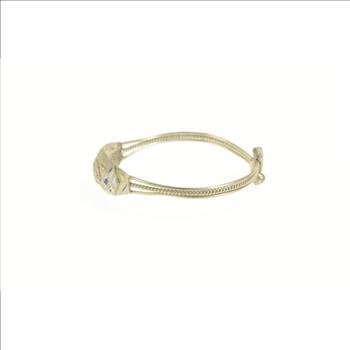 Silver Enamel Fish Design Child's Adjustable Bangle Bracelet 4.75-5.75