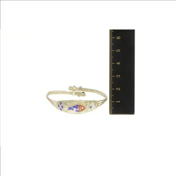 Silver Enamel Fish Design Child's Adjustable Bangle Bracelet 4.75-5.75