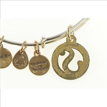 Silver Plated Alex & Ani S Monogram Initial Two Tone Charm Bracelet 7.5