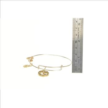 Silver Plated Alex & Ani S Monogram Initial Two Tone Charm Bracelet 7.5