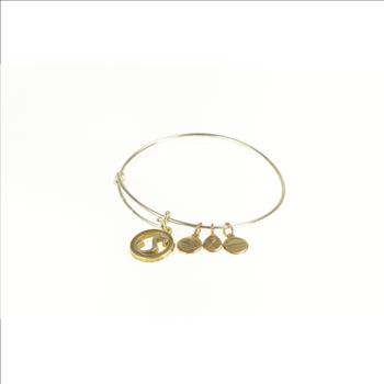 Silver Plated Alex & Ani S Monogram Initial Two Tone Charm Bracelet 7.5