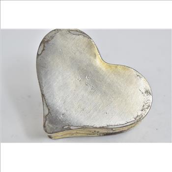 Silver Plated Rose Flower Pattern Heart Trinket Pill Box