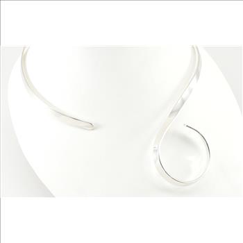 Solid Silver Rigid Spiral Flat Wire Choker 5.5'' Diameter Sterling Necklace 30.8g Tested