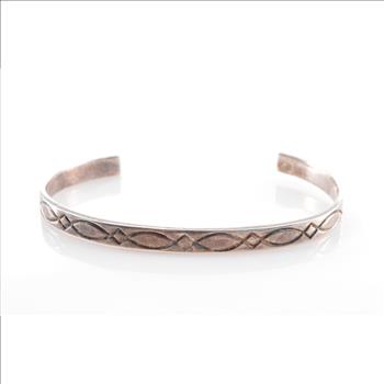 Solid Silver Stamped Bangle 2.25