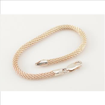 Solid Silver Tubular Mesh Chain 7.5