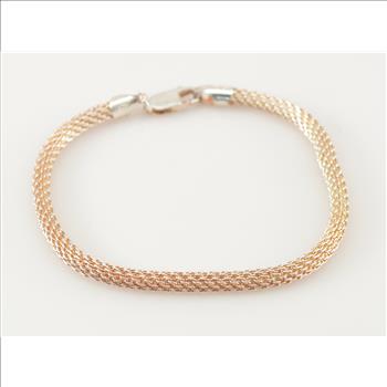 Solid Silver Tubular Mesh Chain 7.5