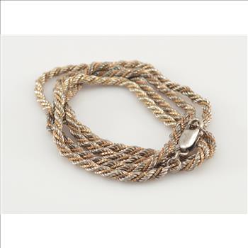Solid Silver Twisted Two Tone Rope and Box Chain 30.5'' Sterling Necklace 30.4g Marked 925