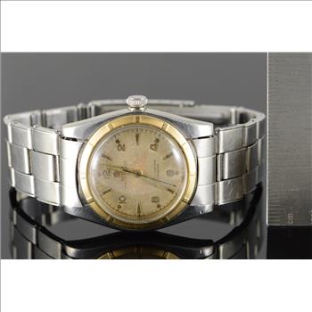 Stainless / 14K 63.5g 1949 31mm Rolex Bubbleback Model 5011 Vintage Men's Watch Yellow Gold Model 5011, Serial 631398