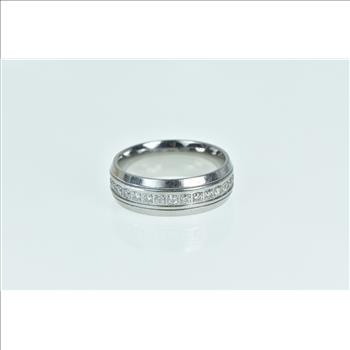 Stainless Steel Inox Men's Classic Wedding Band CZ Ring, Size 11