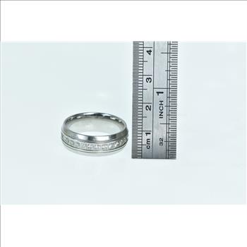 Stainless Steel Inox Men's Classic Wedding Band CZ Ring, Size 11