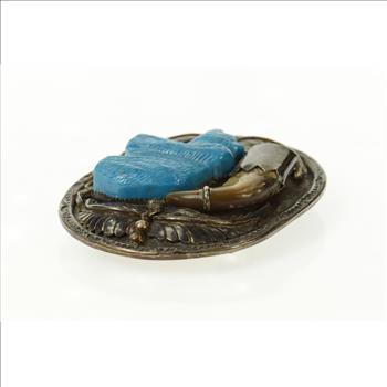 Sterling Native American Carved Turquoise Bear Belt Buckle