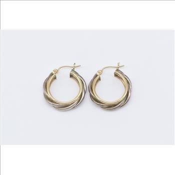 Sterling Silver 14k Gold 23mm Two Tone Twist Fashion Hoop Earrings