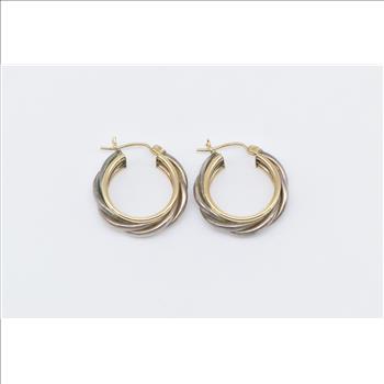 Sterling Silver 14k Gold 23mm Two Tone Twist Fashion Hoop Earrings