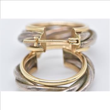 Sterling Silver 14k Gold 23mm Two Tone Twist Fashion Hoop Earrings