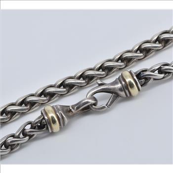 Sterling Silver 14k Gold Accent David Yurman Wheat Chain Necklace 15.75