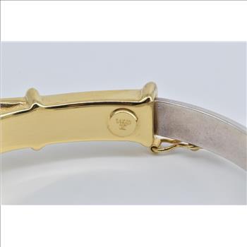 Sterling Silver 14k Gold Buckle Ornate Statement Bangle Bracelet 7.25