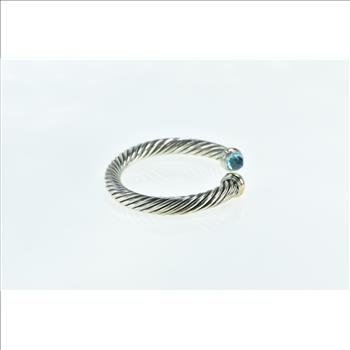 Sterling Silver 14K Gold David Yurman Blue Topaz Cuff Bracelet 6.25
