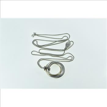 Sterling Silver 14k Gold David Yurman Crossover Pendant Necklace 37.5