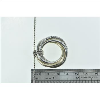 Sterling Silver 14k Gold David Yurman Crossover Pendant Necklace 37.5