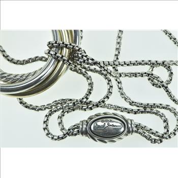 Sterling Silver 14k Gold David Yurman Crossover Pendant Necklace 37.5