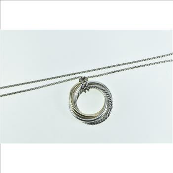 Sterling Silver 14k Gold David Yurman Crossover Pendant Necklace 37.5