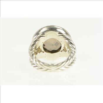 Sterling Silver 14K Gold David Yurman Smoky Quartz Diamond Ring, Size 7.25