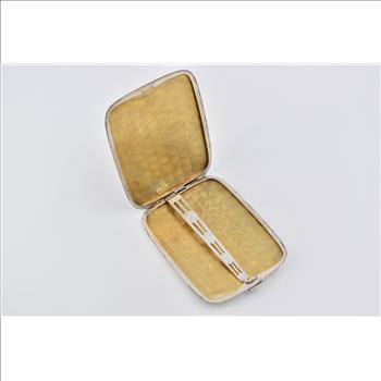 Sterling Silver 14k Gold Inlay Monogram Vintage Cigarette Case